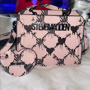 STEVE MADDEN EVELYN BLEEDING HEARTS  CROSSBODY BAG W COIN PURSE HALLOWEEN PINK